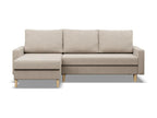 Corner sofa with sleeping function, reversible cushion, beige YGPJ55684