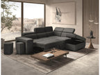 Elariva Microfiber Corner Sofa with 2 Ottomans and 1 Storage Box - Dark Grey - Right Corner ZTJX50155