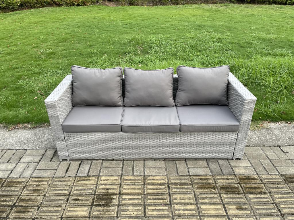6-Seater Rattan Garden Furniture Set with Sofa and 2 Armchairs/Stools for Lawn, Patio, Indoor Use, Light Grey HYVK77130