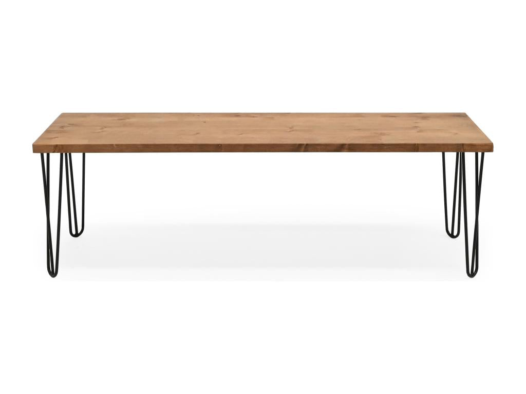 Pine wood and iron bench, aged and black finish, 120x45cm - Lysvia QHOW99429