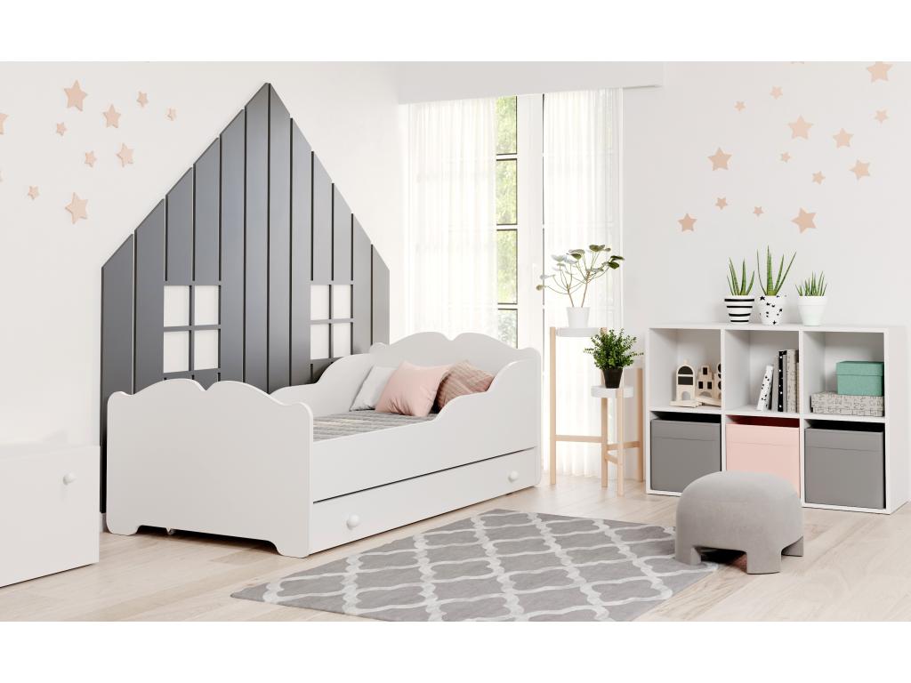 Children's bed with drawer, mattress and frame included - No graphic - 160 cm x 80 cm KQAV10858