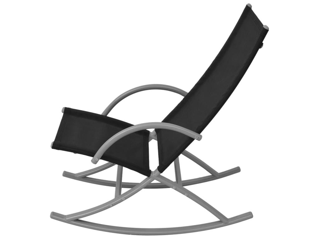 Garden rocking chairs, 2 pcs, steel and textilene, black, ISHT98076