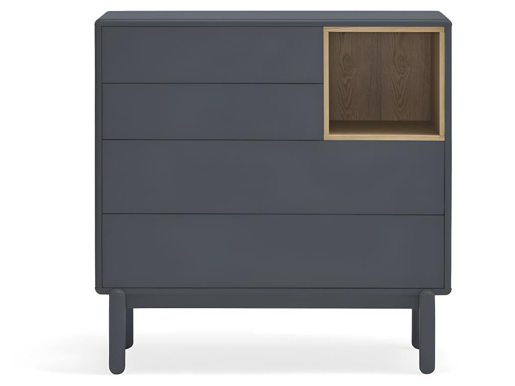 Elariva - 4-drawer chest with 1 niche, made of wood, W90xH90cm, Colour - Anthracite Grey OBMX38321