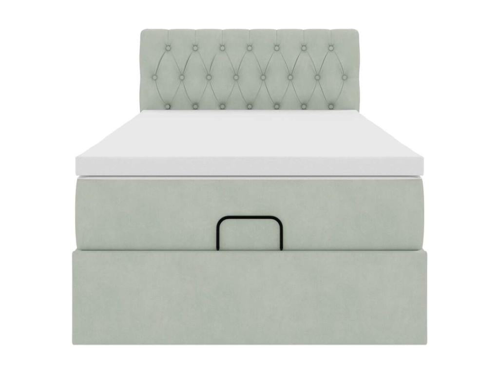 Ottoman bed frame with light grey 80x200 cm velvet mattress OQLN28120