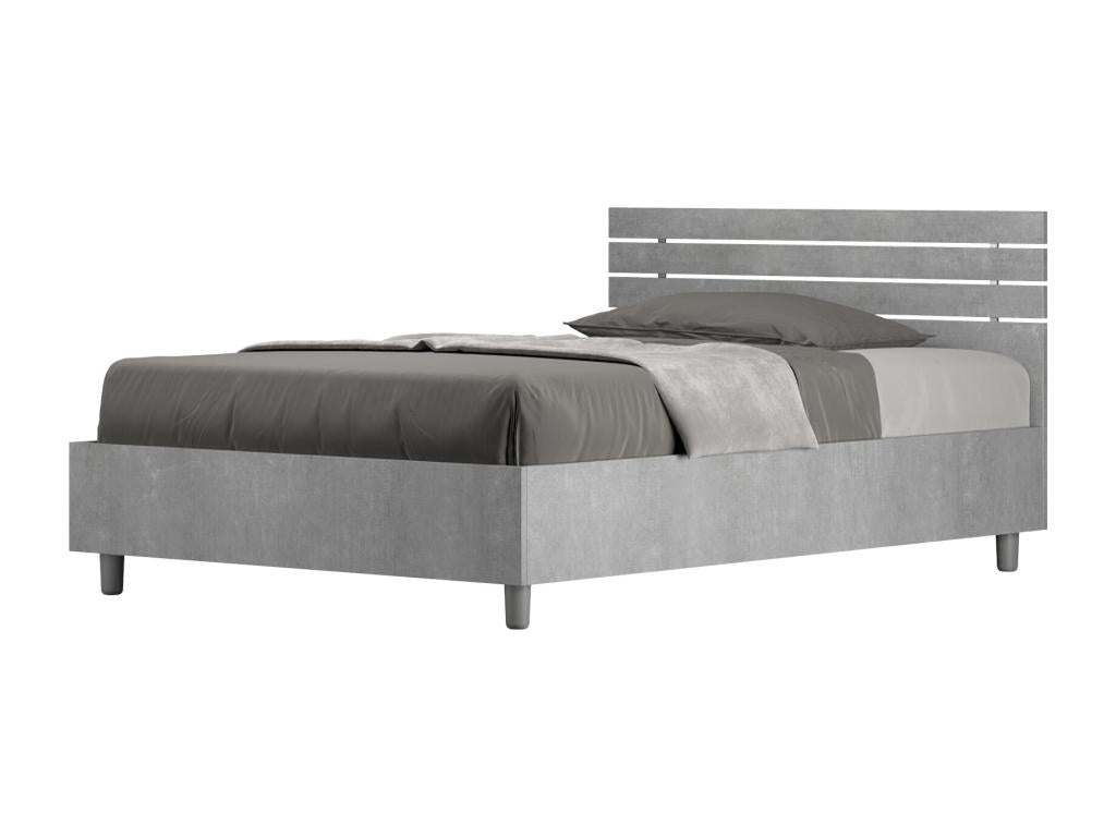Single bed without slatted base 120x190 with straight headboard and concrete grey slats Elariva KGGK01458