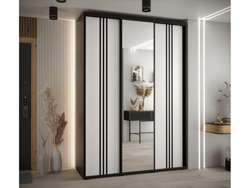7-Door Sliding Wardrobe 235.2/180/45 3 Doors Black/White/Black QZTB72423
