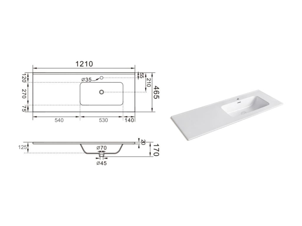 4-piece straight washbasin set, matte white, IDDM75303