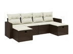 Garden furniture set with cushions, 6 pieces, brown woven resin DBTG68270