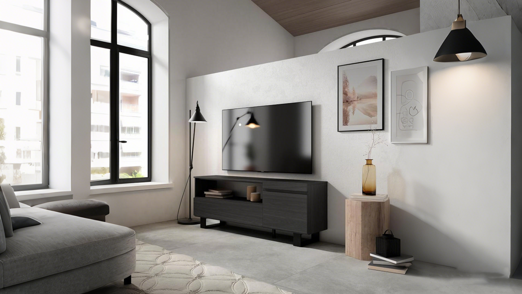 TV Stand/Bench 150x57x35cm For TVs up to 65" Industrial Design Black KKDE28319