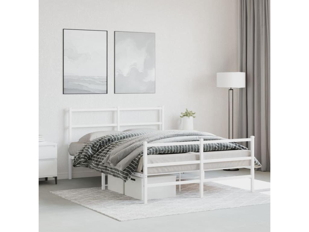 Metal bed frame without mattress and white bed legs 140x200 cm TZQY73525