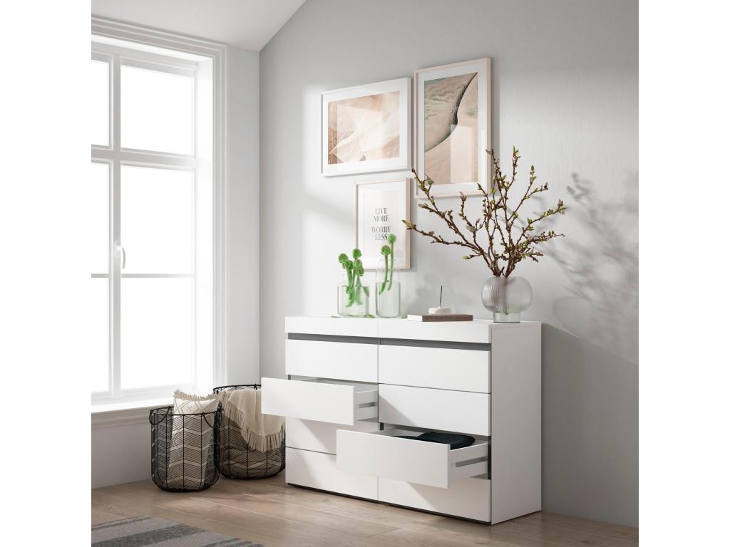 Chest of Drawers/Sideboard/Cabinet 114x35x75 cm Bedroom Room Wardrobe with Drawers White and Black MYHT30403