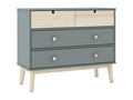 Boisona - 4-Drawer Chest of Drawers in MDF and Pine, Grey, Green and Natural Finish QWLR95924