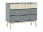 Boisona - 4-Drawer Chest of Drawers in MDF and Pine, Grey, Green and Natural Finish QWLR95924