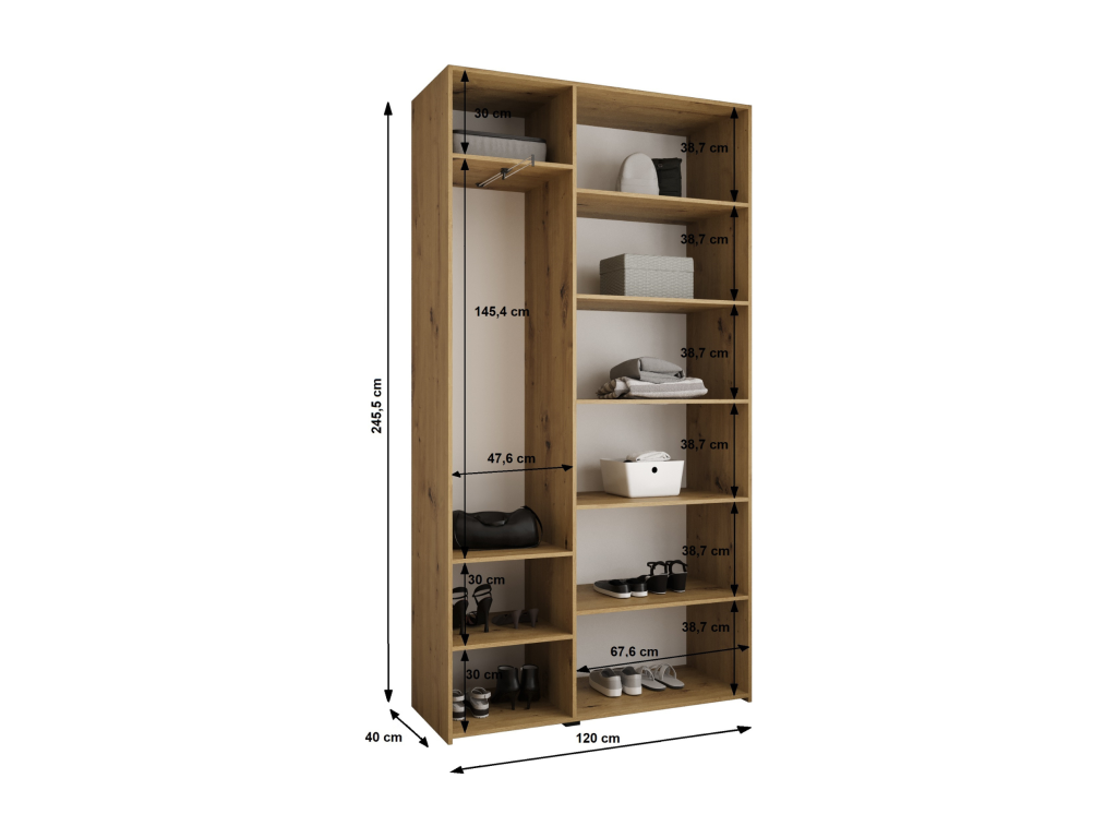 Hinged door wardrobe 4 245.5/120/40 3 doors cashmere/gold KYLK67009