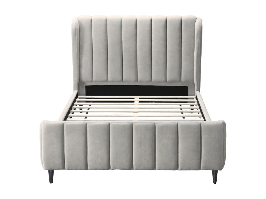 160x200 cm bed - Fabric with vertical seams - Light grey - Elariva ATLS36782