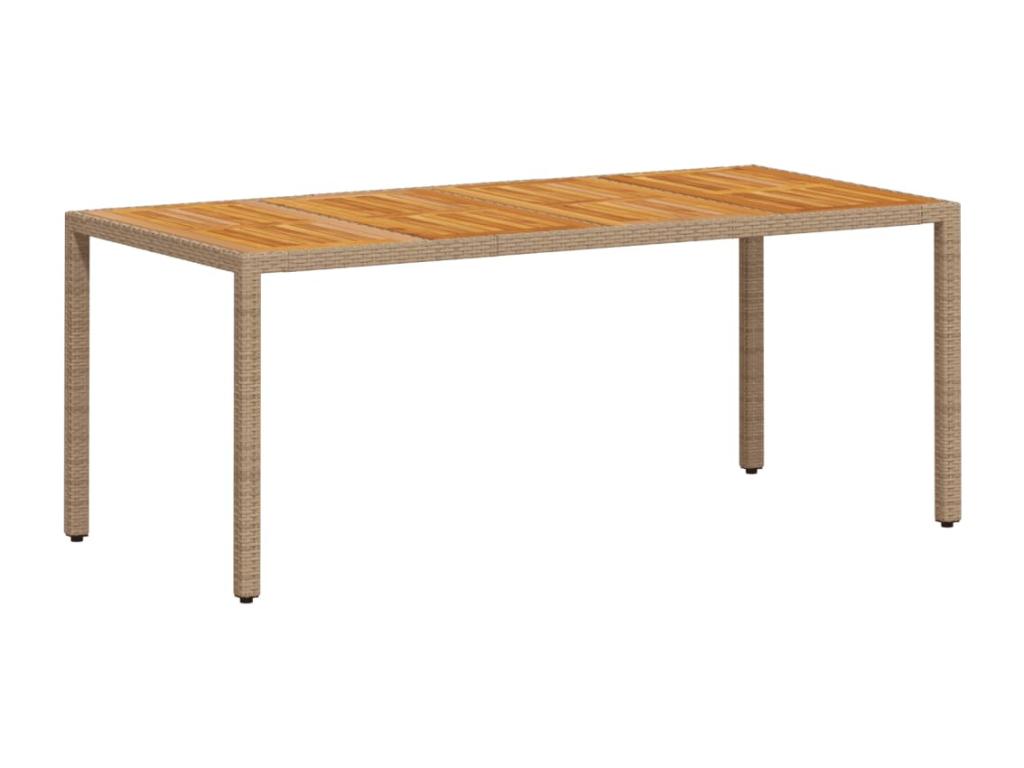 Beige garden table 190x90x75 cm woven resin wood by Elariva NSSE49441