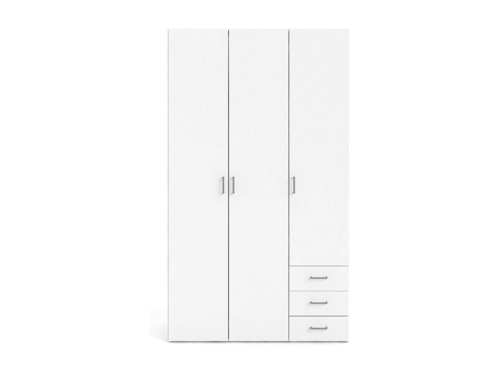 Boisona 3-Door Wardrobe, Bedroom Furniture, Walk-in Closet, Clothes Storage, 115x49x200 cm, White, GYLQ40018