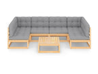7-piece garden furniture set with cushions, solid pine wood, 56 JHTL84082