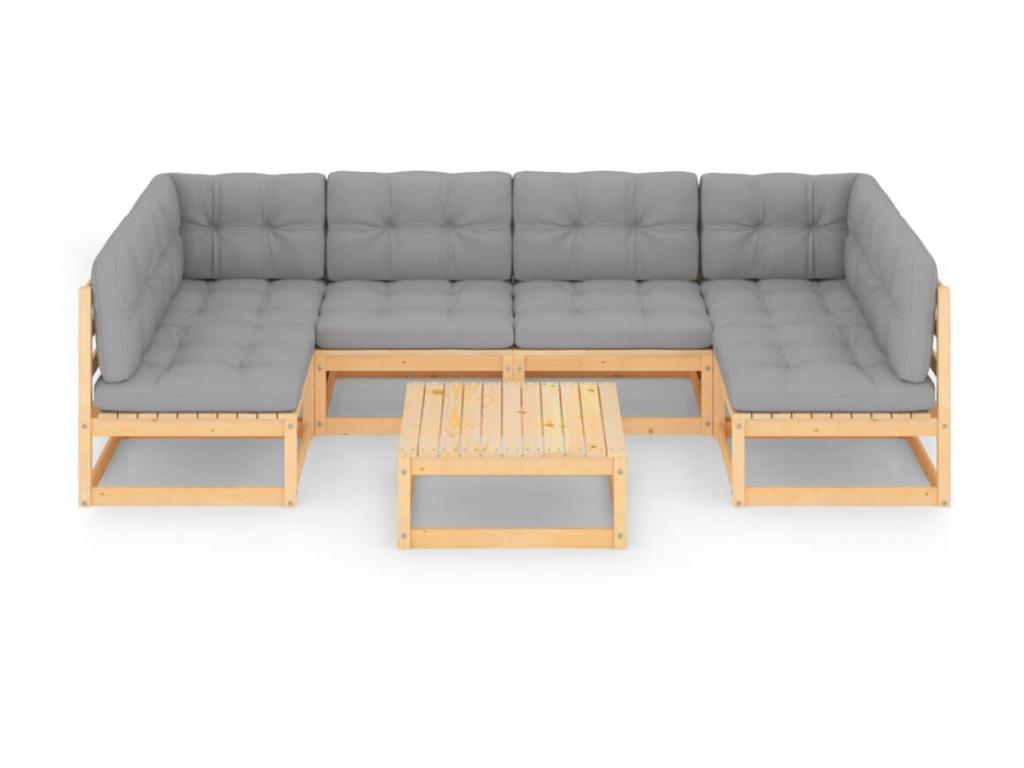 7-piece garden furniture set with cushions, solid pine wood, 56 JHTL84082
