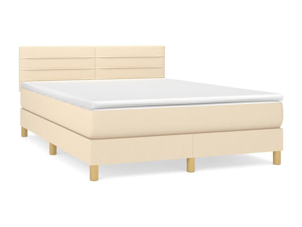 Upholstered bed base with mattress, Cream, 140x190 cm, Fabric KRTO13385