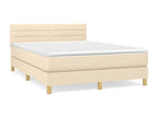 Upholstered bed base with mattress, Cream, 140x190 cm, Fabric KRTO13385