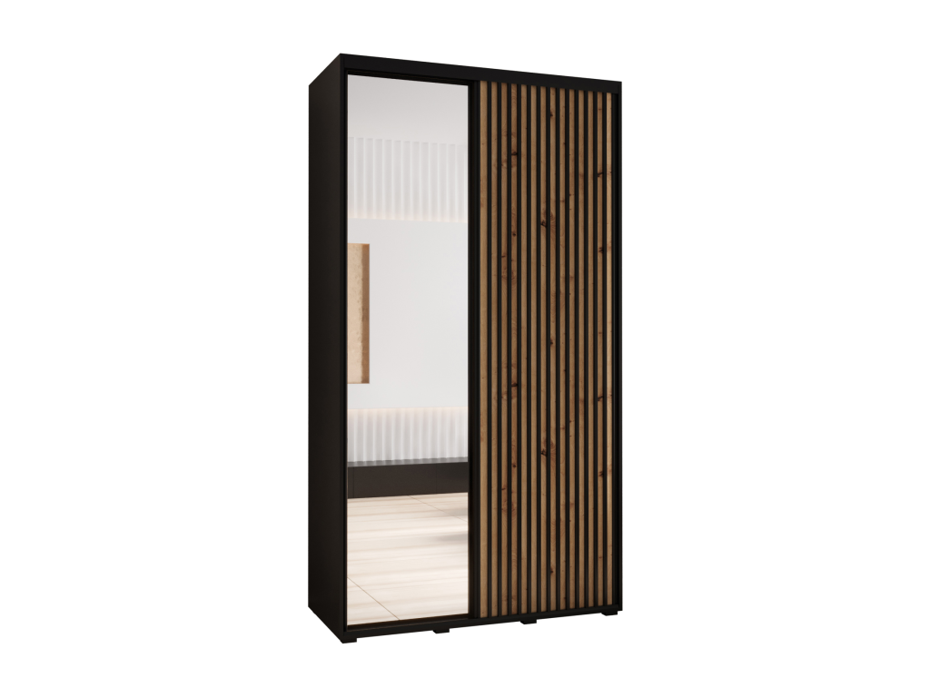 2-DOOR SLIDING WARDROBE 205.2/140/60 2 Doors Black/Elariva SNAJ20385