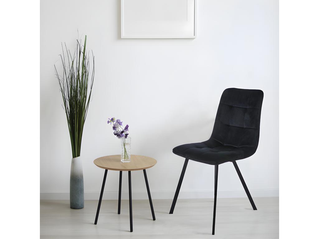 Set of 2 black velvet chairs with black metal legs - Elariva KLKI35586