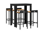 Elariva ZFSZ11521 5-piece black poly rattan/solid wood garden bar set
