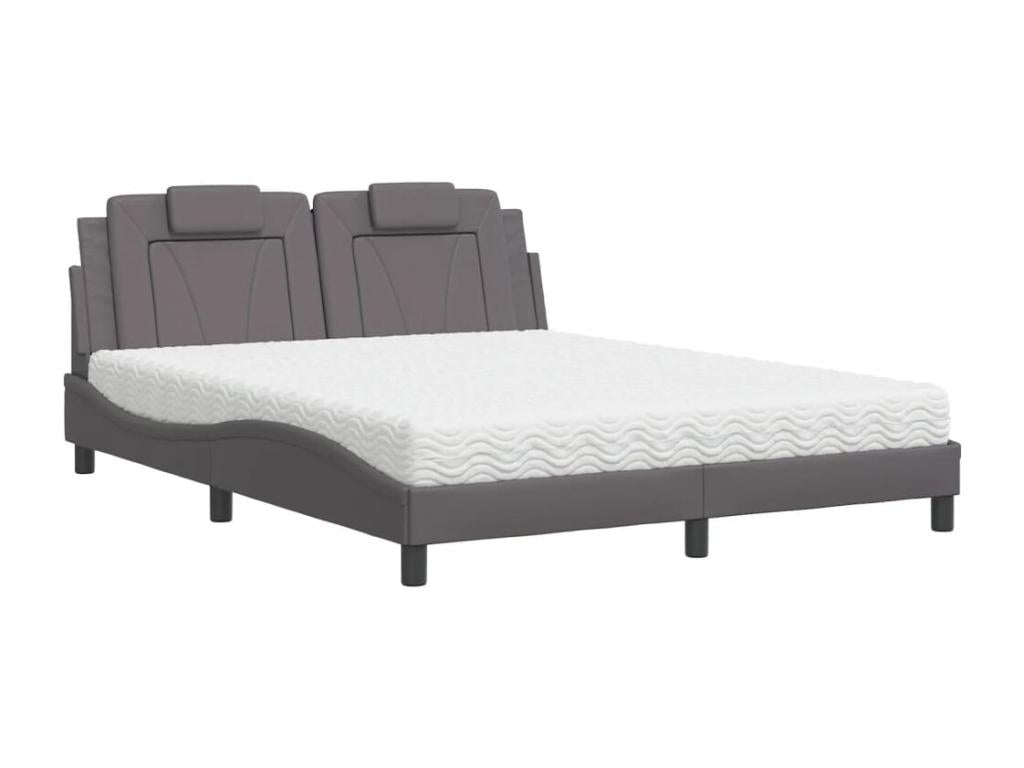 Bed with grey mattress 160x200 cm faux leather LYXL33025