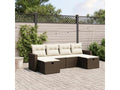 Garden furniture set with cushions, 6 pieces, brown woven resin DBTG68270