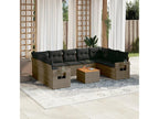 Garden furniture set with cushions, 10 pcs, grey woven resin MQCF60339