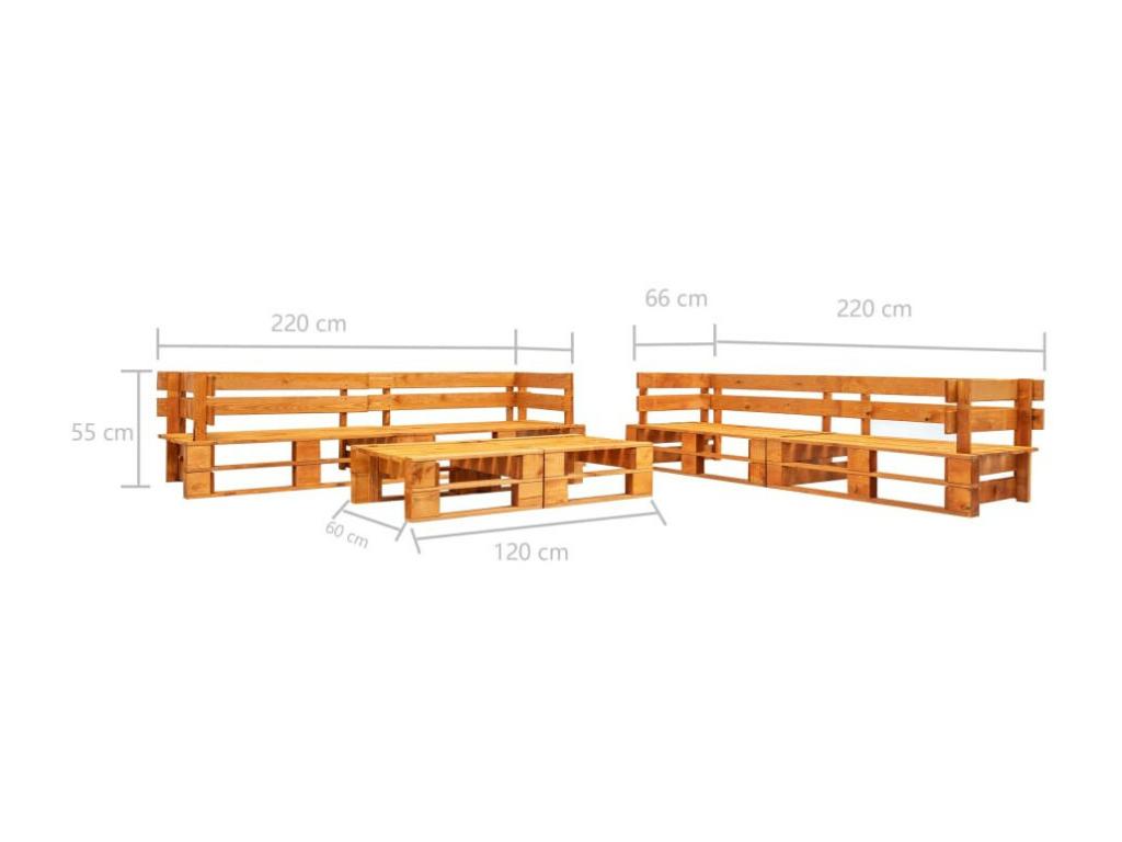 6-piece pallet garden sofas, honey brown wood, 3 PHJC30830
