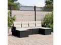 6-piece garden furniture set with cushions, black wicker resin KKTC44974