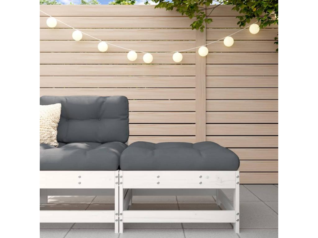 Garden footrest with white cushion, solid pine wood RERE63800