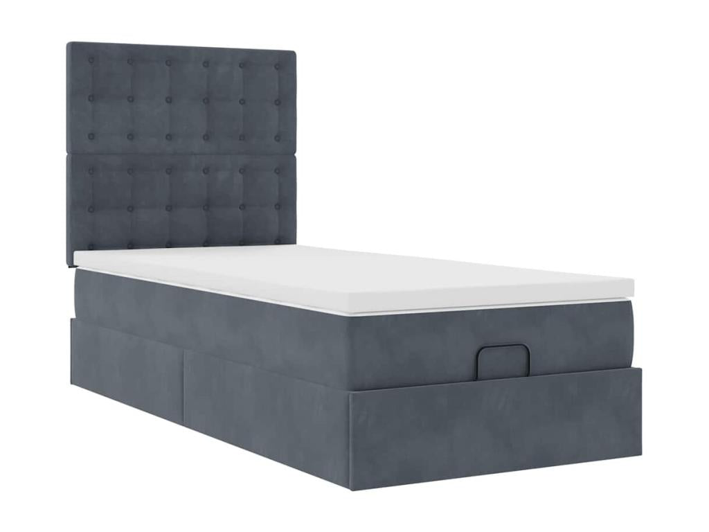 Bed frame with dark grey mattress 100x200 cm velvet TDFK14568