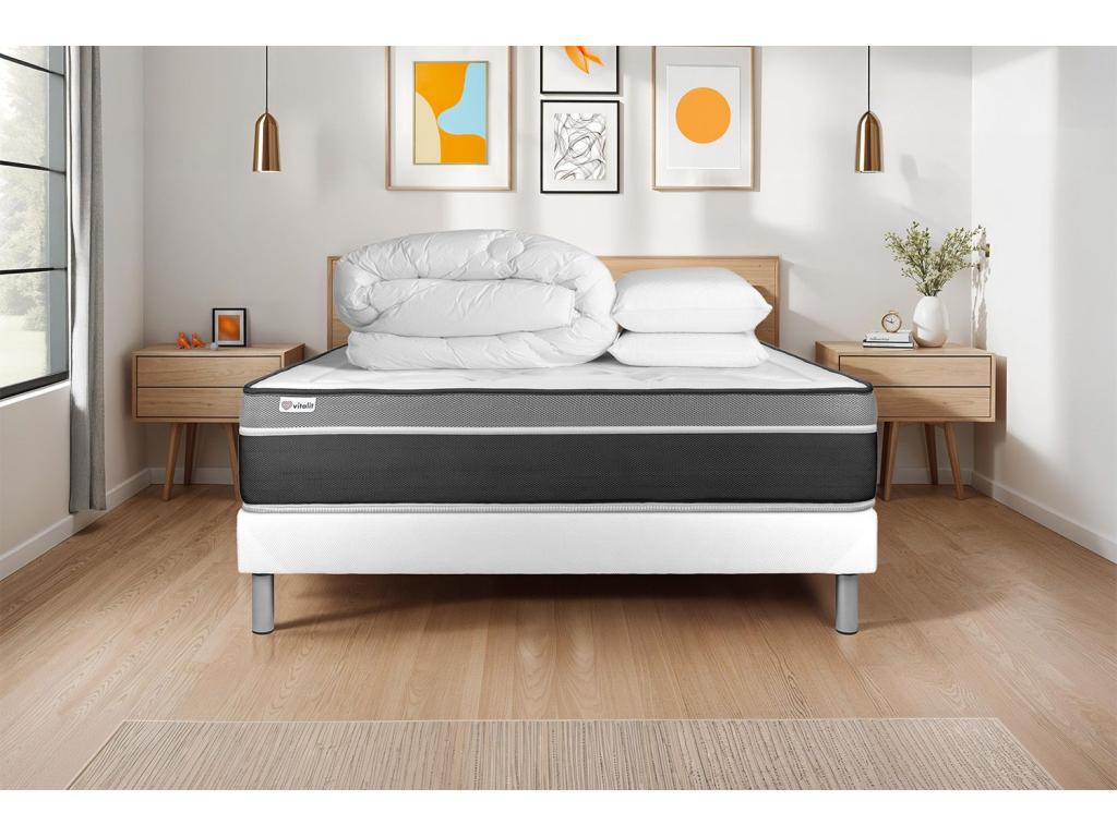 Ready-to-sleep pack 140x190 cm white bed base UAGA95058