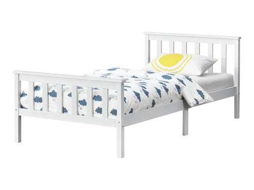 Elariva IDBI10262 100x200 cm White Matte Lacquered Pine Wood Bed Frame