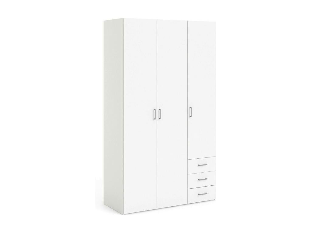 Boisona 3-Door Wardrobe, Bedroom Furniture, Walk-in Closet, Clothes Storage, 115x49x200 cm, White, GYLQ40018
