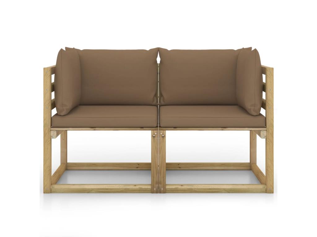 2-piece garden corner sofas and cushions, green impregnated pine JTYP29841