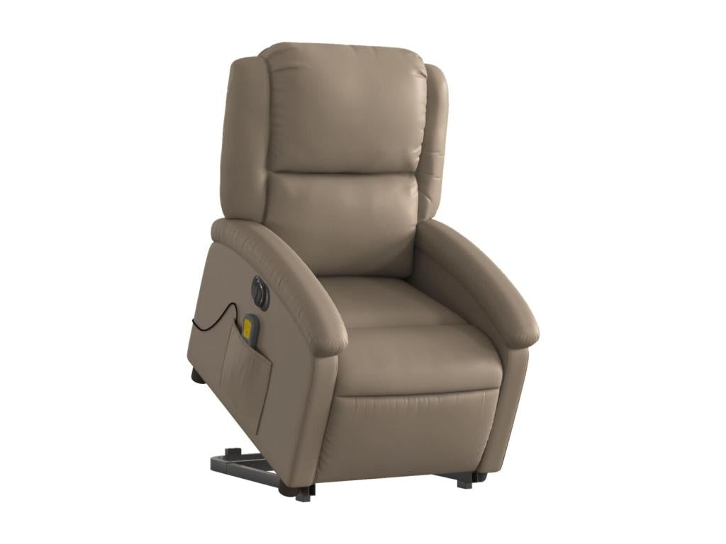 Electric reclining massage chair with cappuccino faux leather BMOU91722