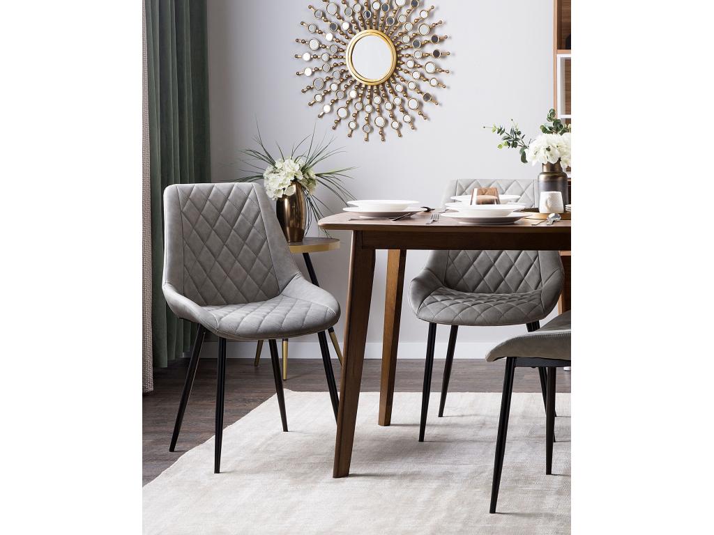 Set of 2 Boisona dining chairs, light grey PU leather, WTFB02797