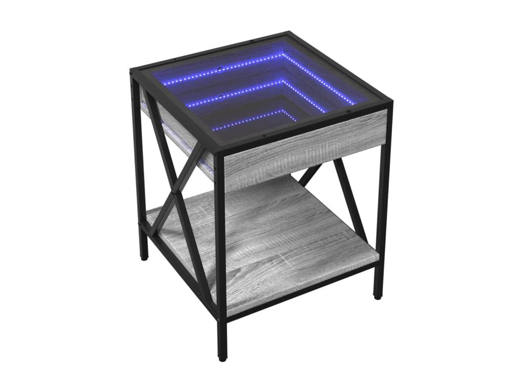 Boisona grey coffee table with LED lighting, 40x40x49 cm, BXJE84457