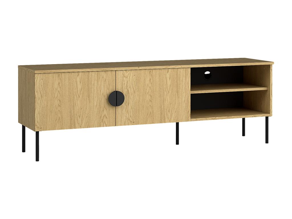 TV stand with 2 doors and 2 shelves - Natural and black - Boisona IHJZ91193