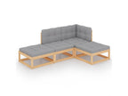 4-piece garden furniture set with cushions, solid pine wood, 22 QGUQ25374