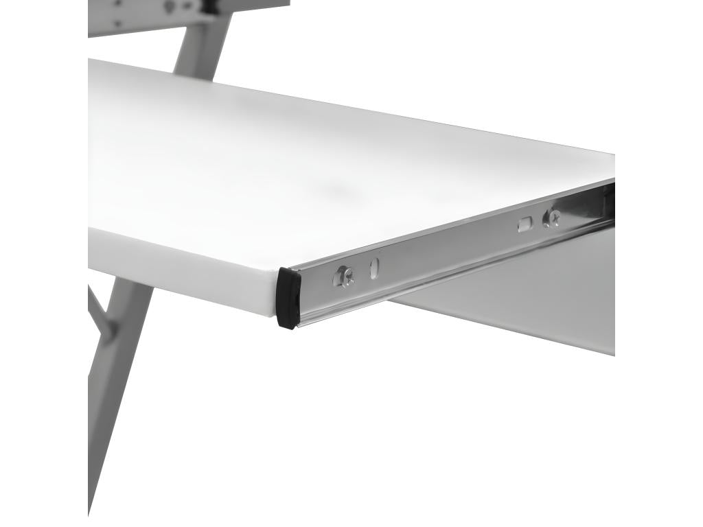 Compact computer desk with keyboard tray, white, RCYL26347