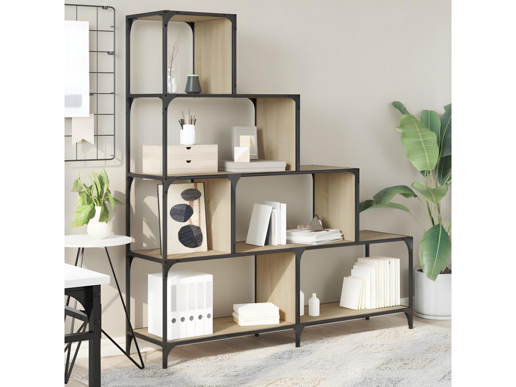 4-tier oak bookcase, Boisona engineered wood, EPRY95787