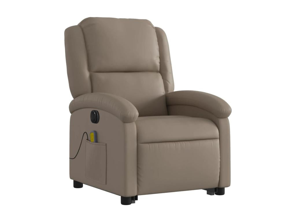 Electric reclining massage chair with cappuccino faux leather BMOU91722