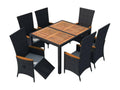 7-Piece Outdoor Dining Set, Wicker Resin and Black THNC72939