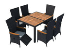 7-Piece Outdoor Dining Set, Wicker Resin and Black THNC72939