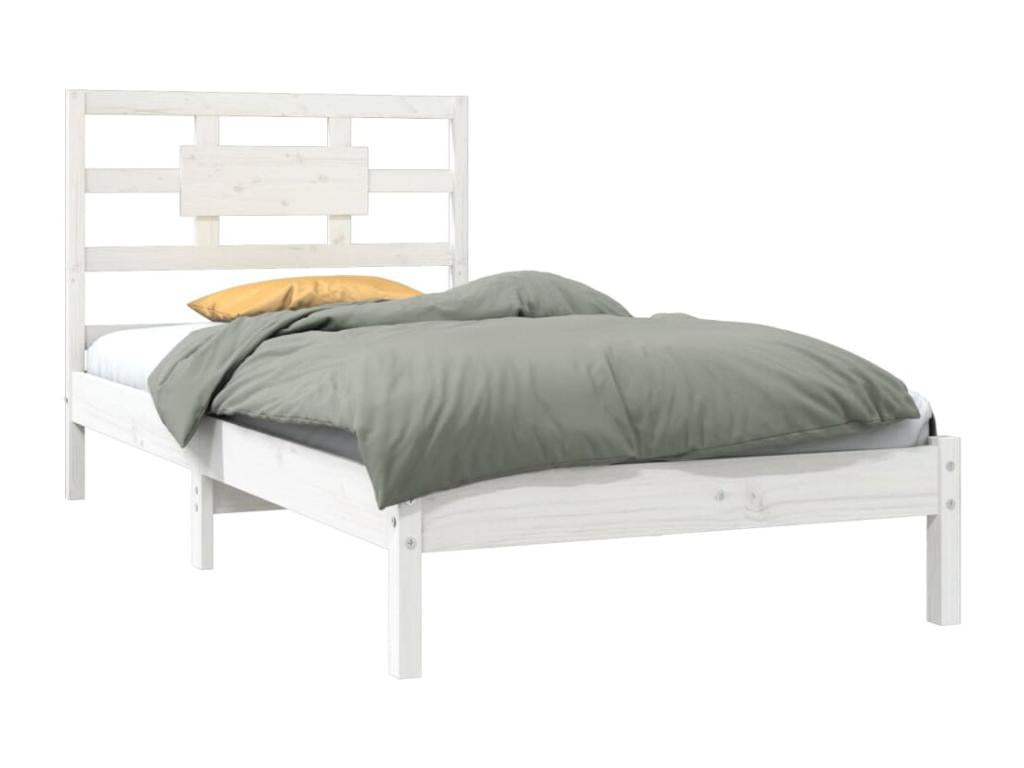 White Solid Wood Bed Frame 90x200 cm FDKH11969